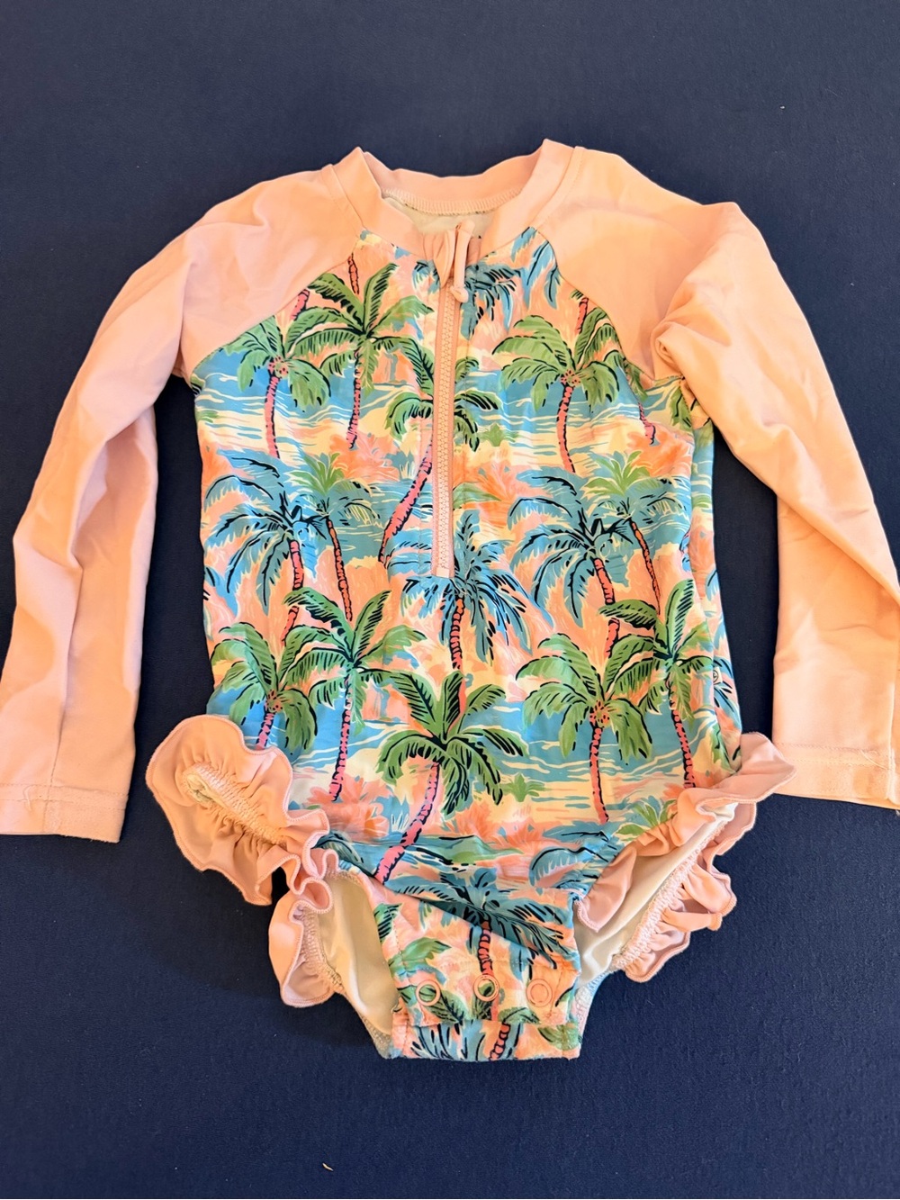 Toddler Girl Long-Sleeve One-Piece Rash Guard Swimsuit